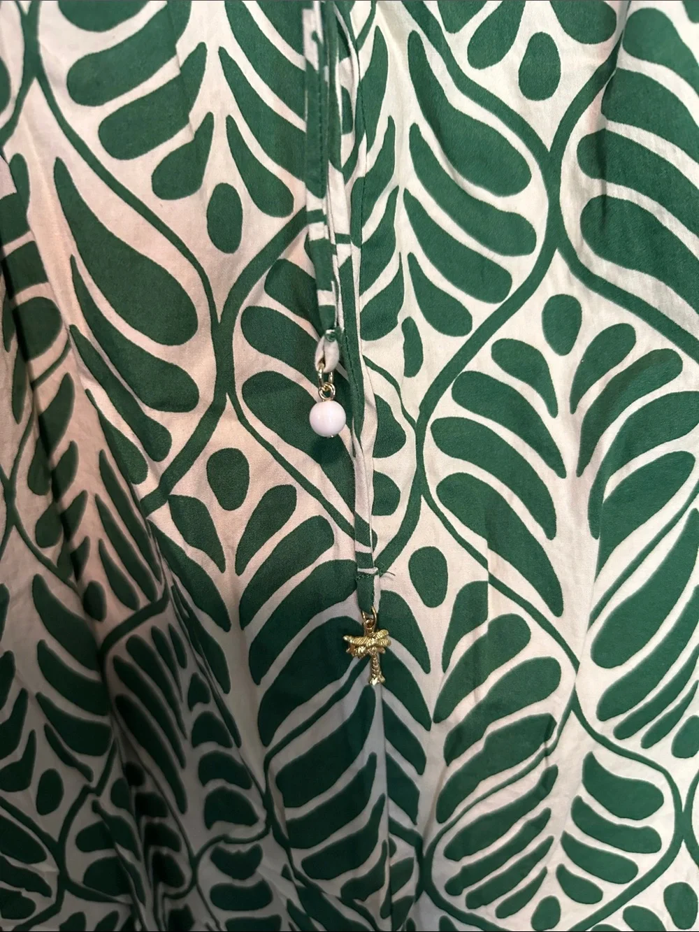 H&M Cream Midi Dress with Green Leaf Print - Picture 3 of 5